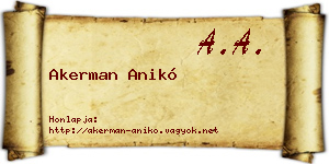 Akerman Anikó névjegykártya
